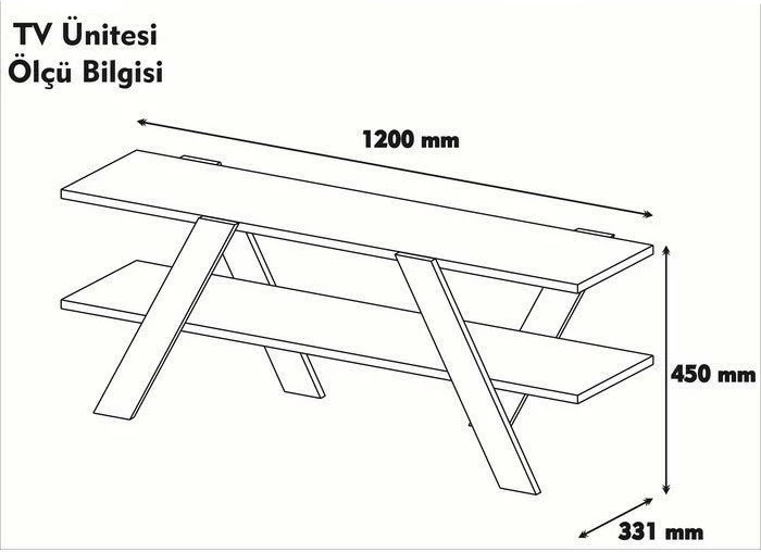 Komodë TV Hanah Home, Basic - 146, e bardhë dhe arre, 120x45x33.1cm