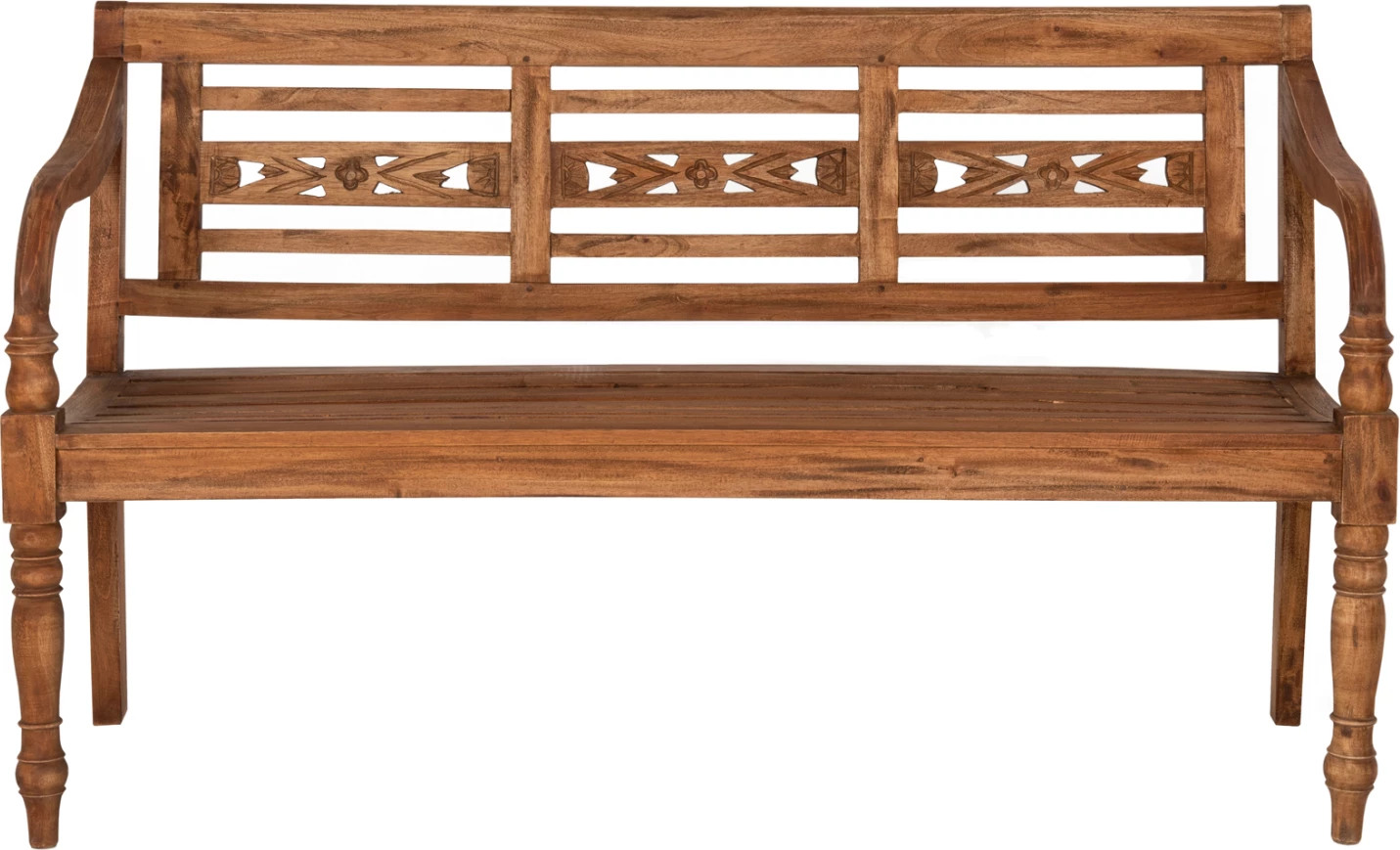 Stol për jashtë FH7903, dru mahagoni, natyral, me mbështetëse dhe krahë, 148x54x90H cm