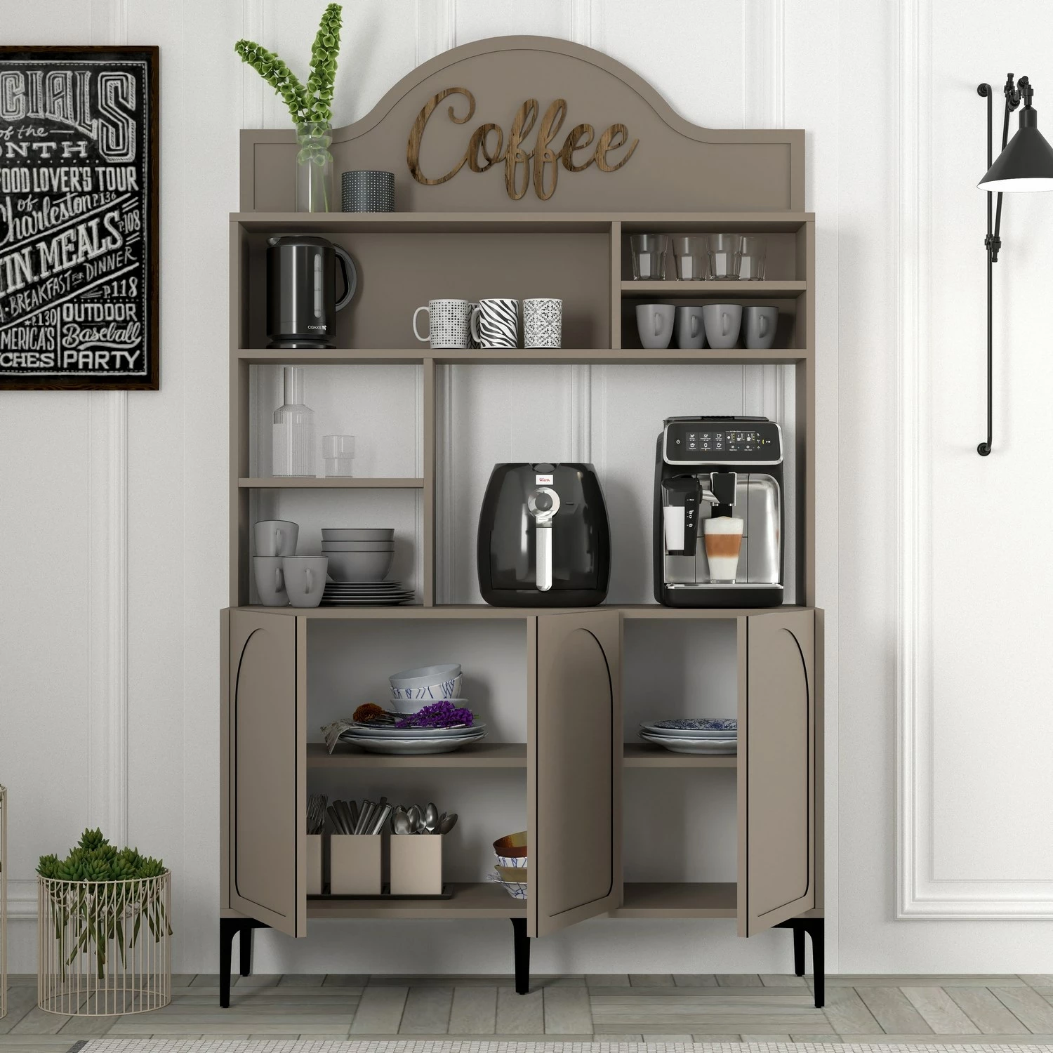 Dollap për kafe, Hanah Home, Lyon 120 - Atlas, ngjyrë e zezë