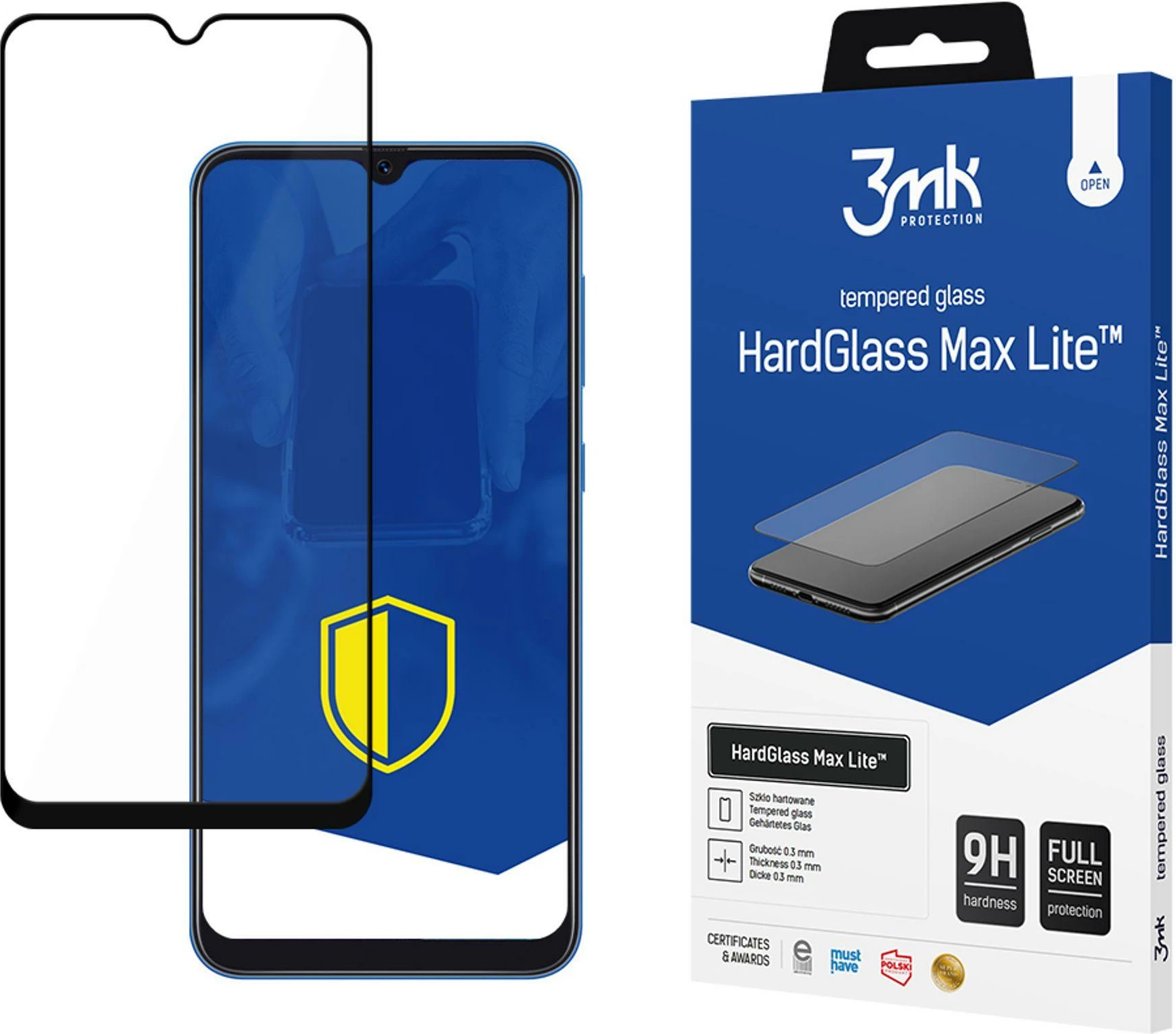 xhami mbrojtës 3mk HardGlass Max Lite 9H për Samsung Galaxy A50s 0.3 mm Full Screen, i zi