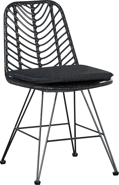 Tavolinë me karrige për terasë Naoki-Kliton I, alumin anthracite dhe pe rattan, ngjyrë e zezë, set prej 5 copë, 150x80x74cm