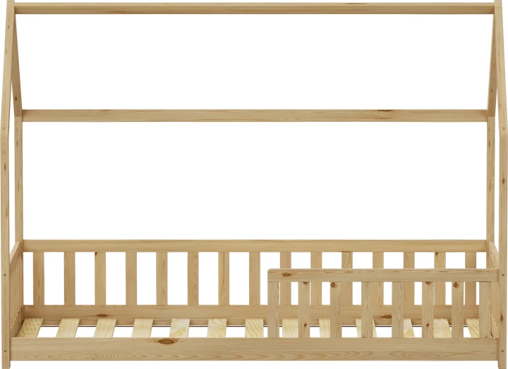 Krevat fëmijësh Montessori Callan me parmakë, dru pishe, ngjyrë natyrale, 90x190cm