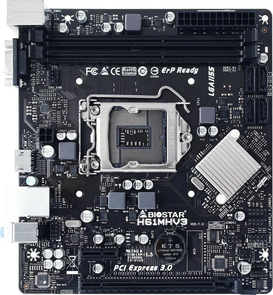 Pllakë amë Biostar H61MHV3, Intel, LGA 1155, DDR3, micro ATX