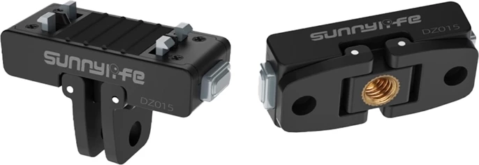 adapter montimi magnetik Sunnylife DZ015 për Insta360 X5/Ace/Ace Pro2/1, magnet + kapëse, filetim 1/4-inch dhe 2-prong, peshë 14 g, e zezë