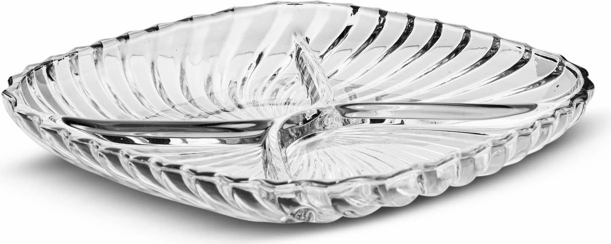 Pjatë shërbimi me ndarje, qelq transparent, Hermia, PD1115GCL, 25x25x4cm