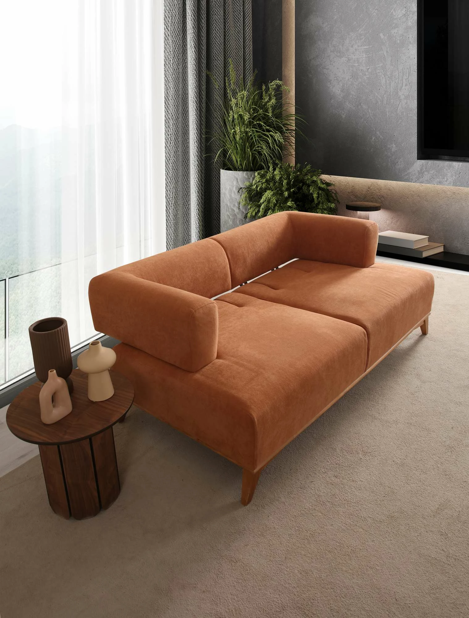 Divan dy vendësh, ngjyrë portokalli, Atelier del Sofa, Hera