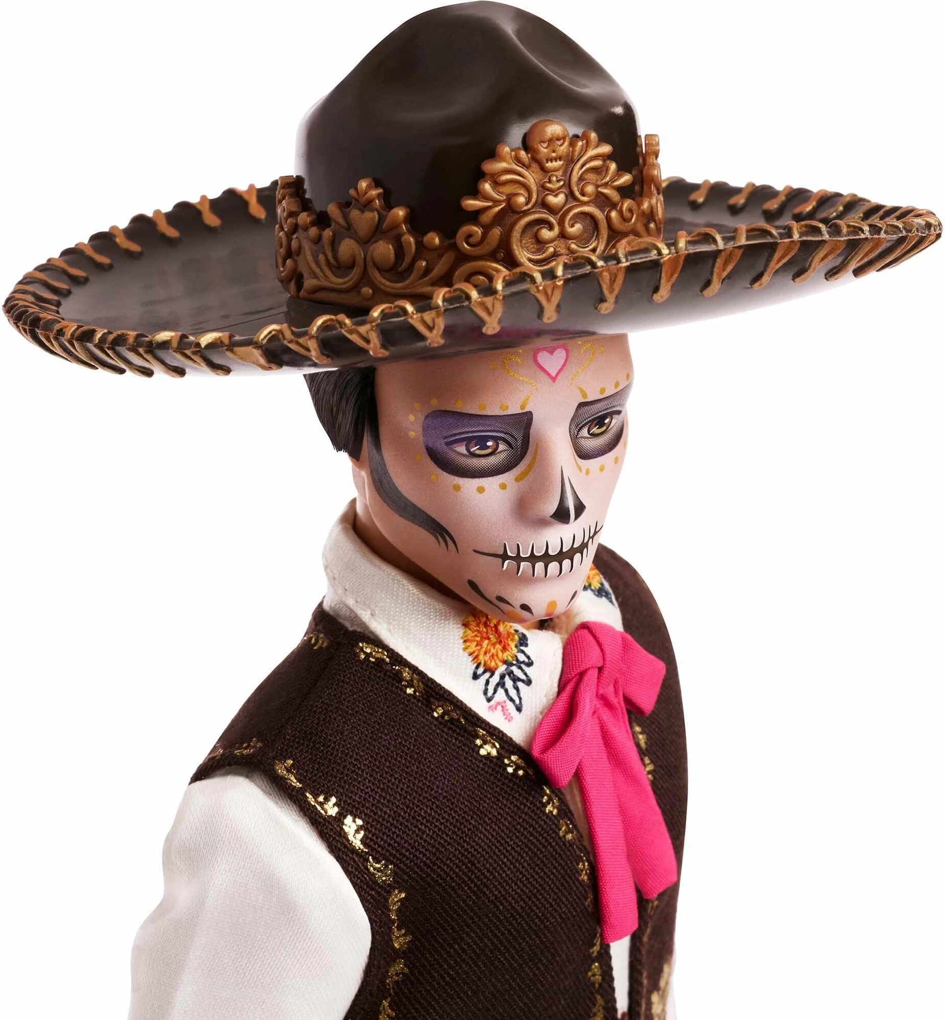 Kukull koleksionuese Ken Mattel Signature Dia De Muertos 2025 JBJ06 me aksesorë, certifikatë autenticiteti dhe stand