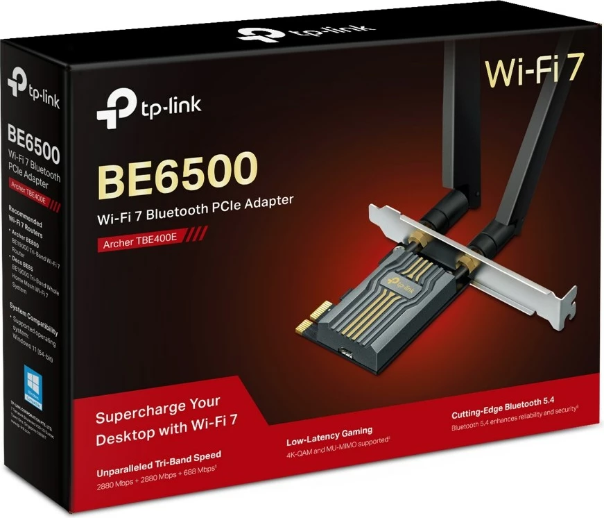 Kartë rrjeti wireless TP-Link Archer TBE400E, PCI Express, 2880 Mbit/s, E zezë