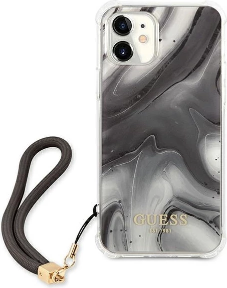 Mbështjellës Guess GUHCP12SKSMAGR për iPhone 12 mini 5.4", Marble Collection, Gri me varëse