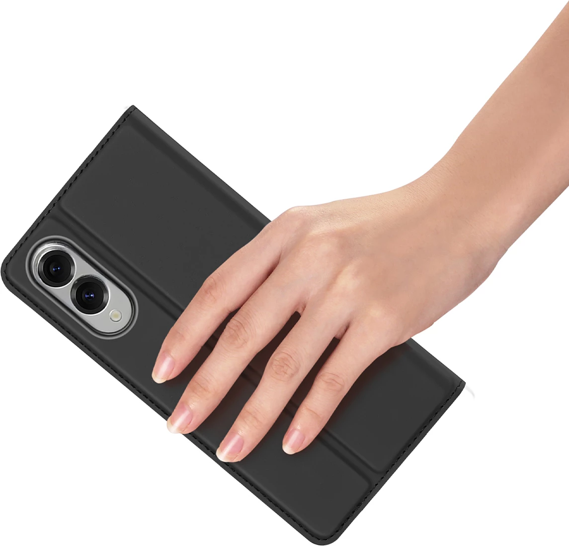 Mbështjellës Dux Ducis Skin Pro për Samsung Galaxy S25 Edge, me kapak dhe xhep për kartë, i zi