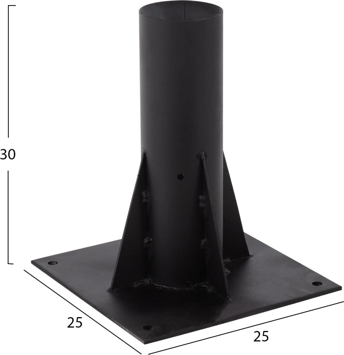 Bazë metalike për ombrellë kashte, ngjyrë e zezë, katrore, 25x25x30 cm