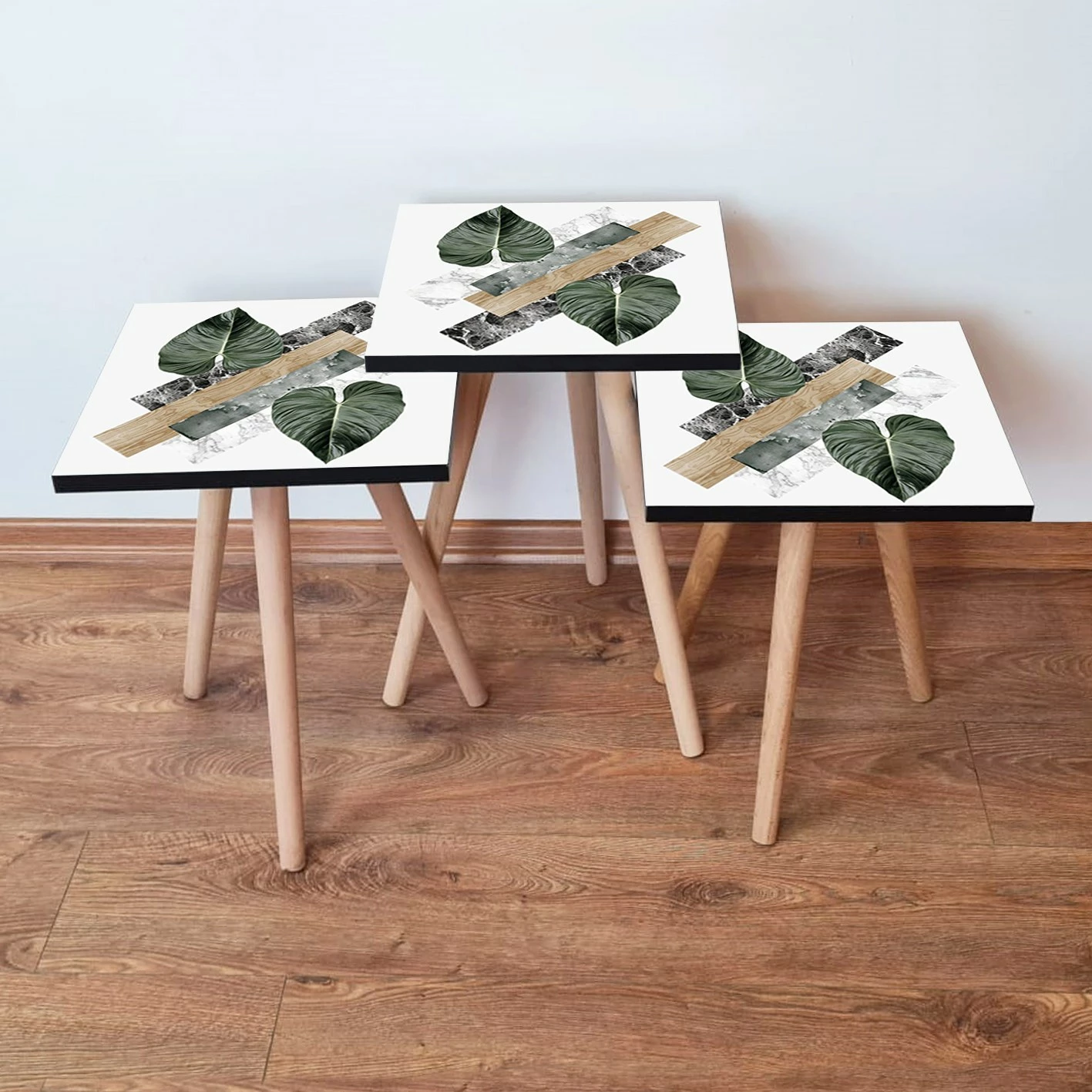 Tavolina ndihmëse të vendosshme (3 copë), Skye Decor, 3Shp385, të bardha