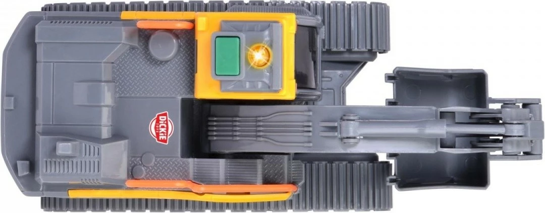 Lodër ekskavator Dickie Volvo me drita e zë, 23 cm, Gri/Verë