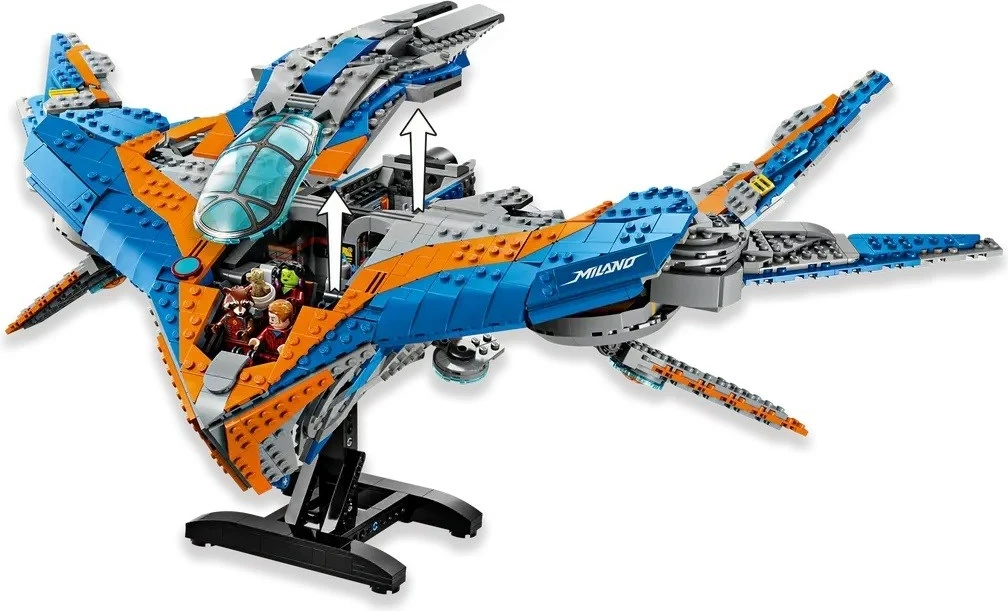 Set LEGO Marvel 76286 Milano Spaceship, 5 minifigura, Blu dhe Portokalli