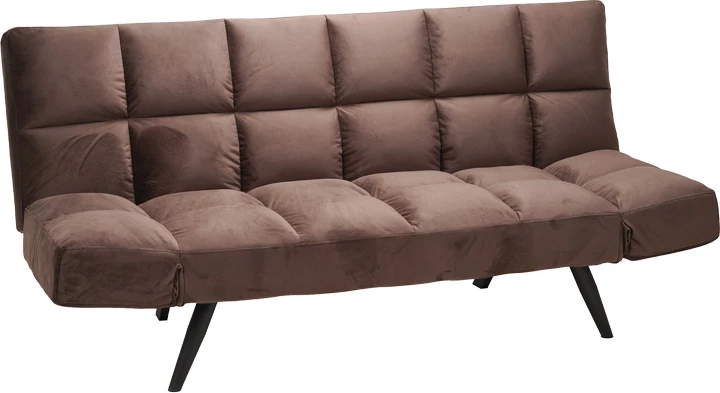 Divan-krevat Freddo I, kadife ngjyrë kafe, 181x81x86cm, 3 vende