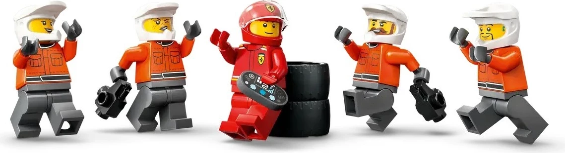 Set LEGO City 60443, Pit Stop & Pit Crew me veturë Ferrari, Kuq