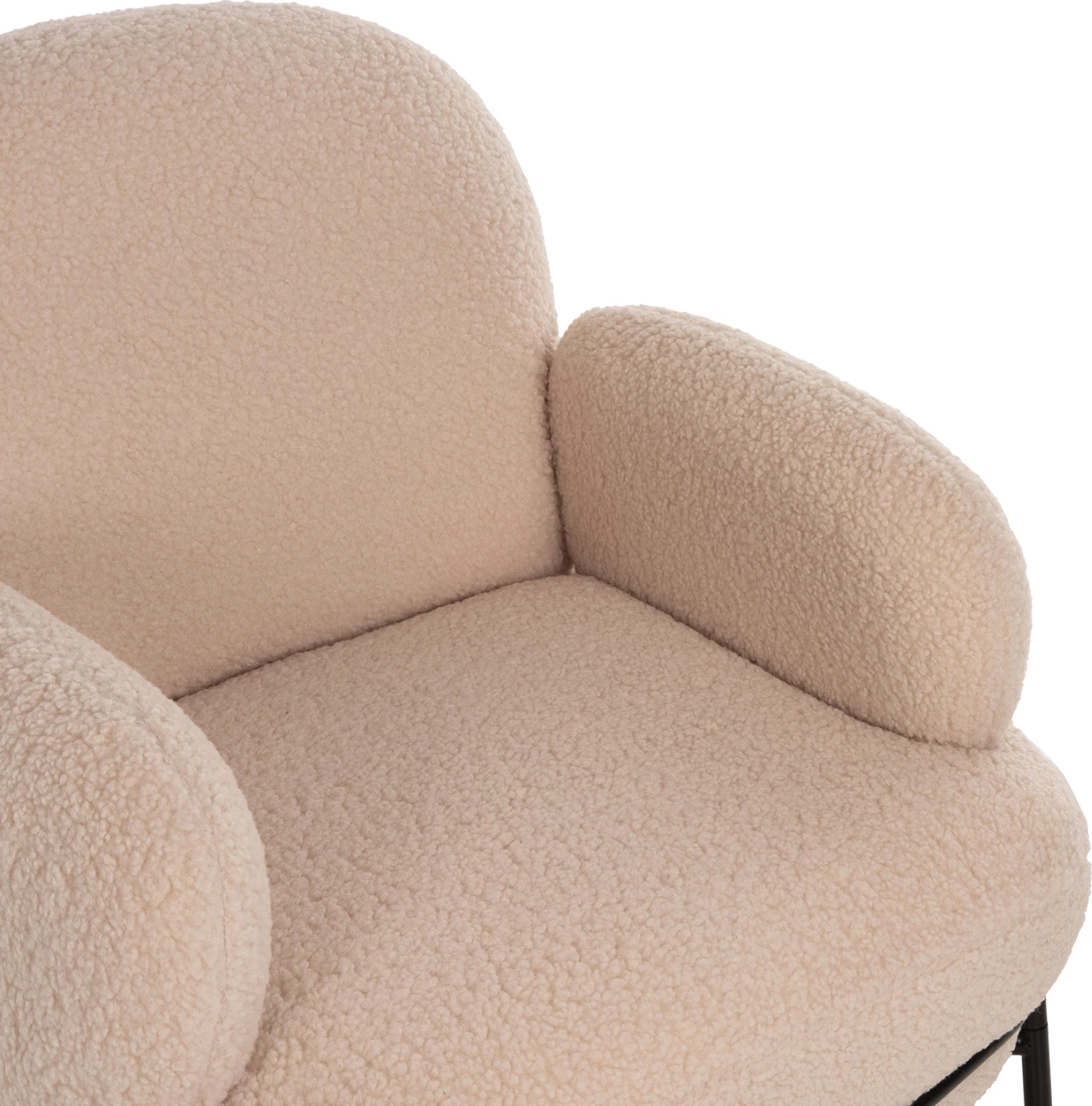 Fotelje AGNES FH9525.20, pëlhurë boucle ecru, këmbë metalike të zeza, 74x71x83H cm.