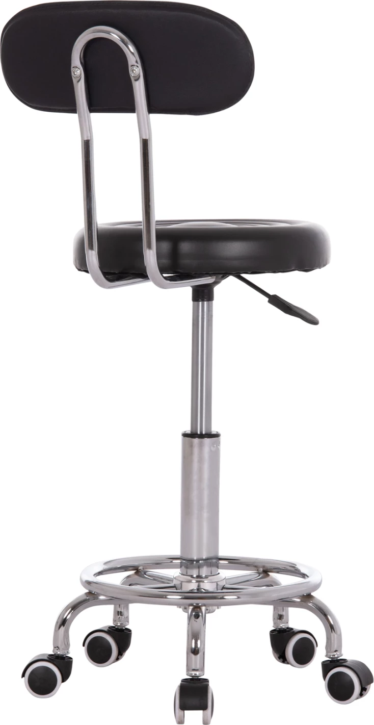 Stool rrotullues dizajneri për zyre IRIS FH211.21, lëkurë artificiale e zezë, 34x43x86.5cm, set prej 2 copash