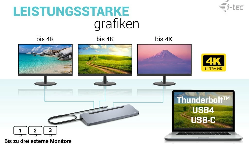 Docking station I-Tec USB-C Metal Ergonomic 3x 4K, 100W, me karikues universal, argjend