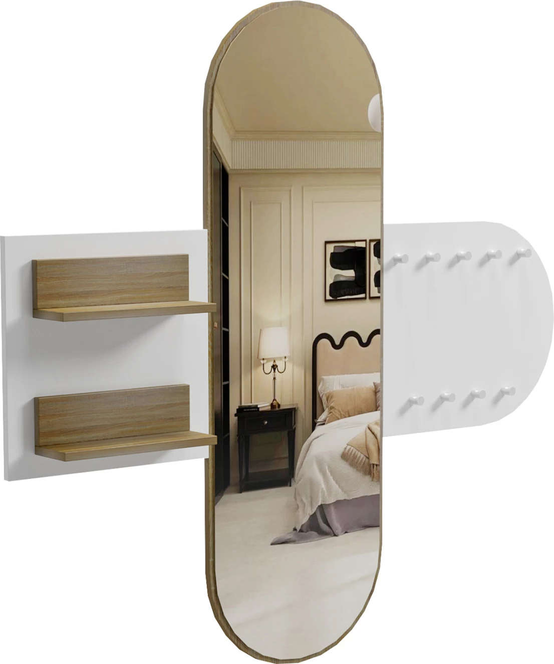 Mobilje hyrëse me pasqyrë CHERYL HM9049.12 melaminë bardhë-sonama 125x40x120Hcm