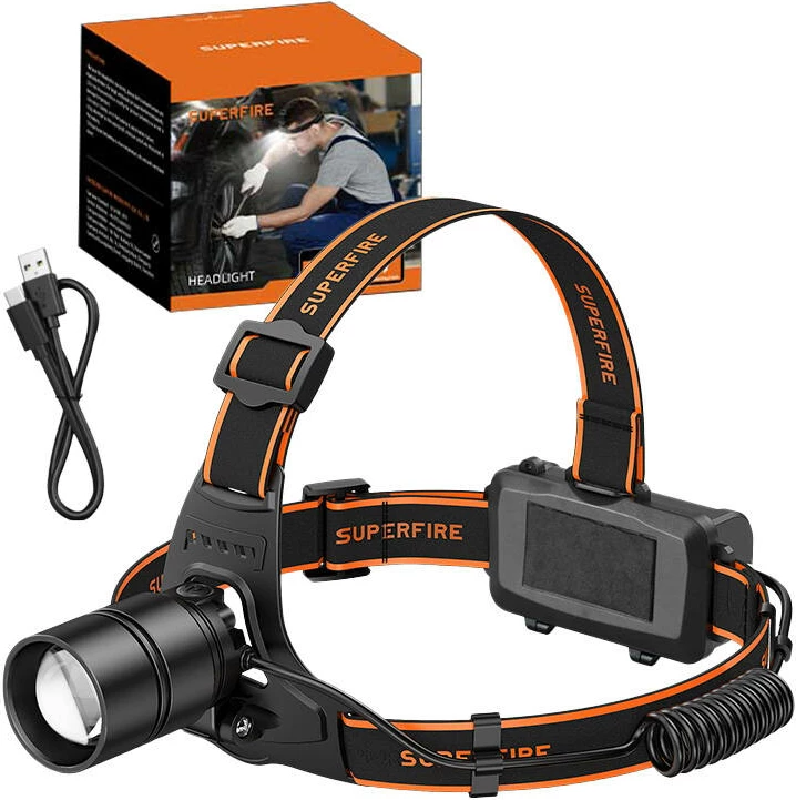 Llambë koke Superfire HL71, 500lm, USB, e zezë