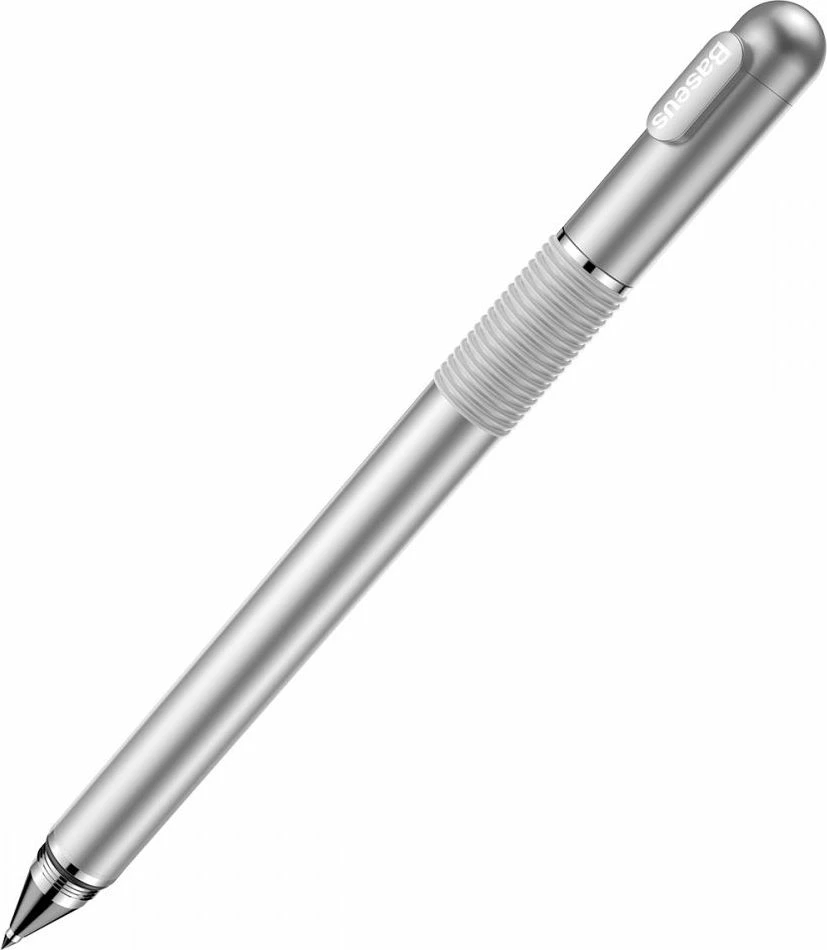 Stilus Baseus Golden Cudgel 2-n-1 me laps, për ekrane kapacitive, pa bateri, argjend