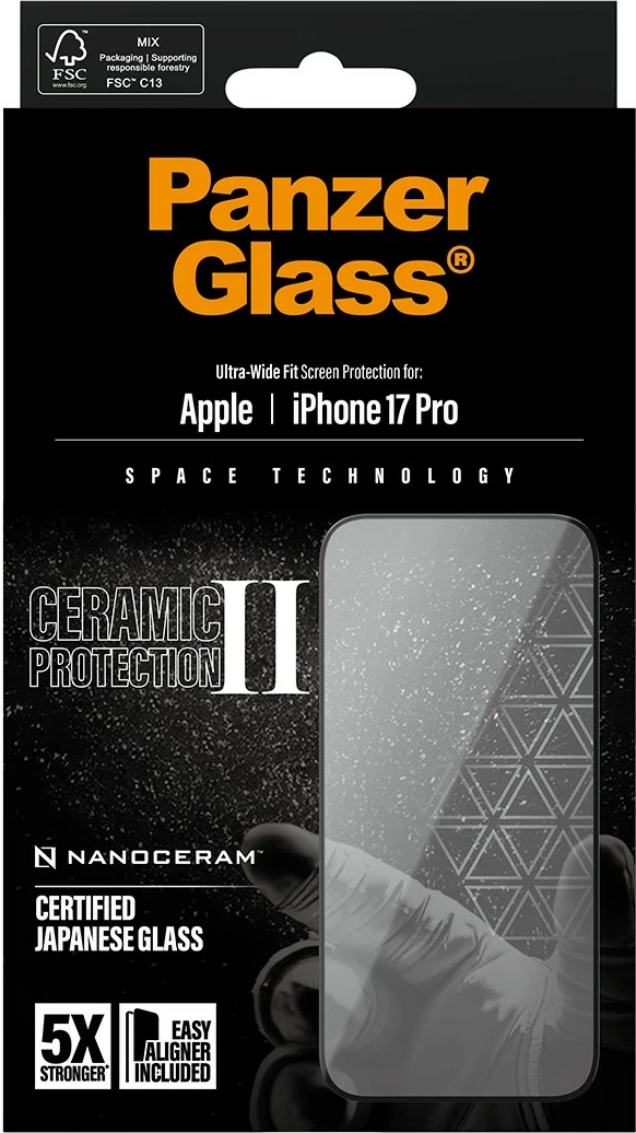 Mbrojtës ekrani PanzerGlass Ceramic II për iPhone 17 Pro, transparent