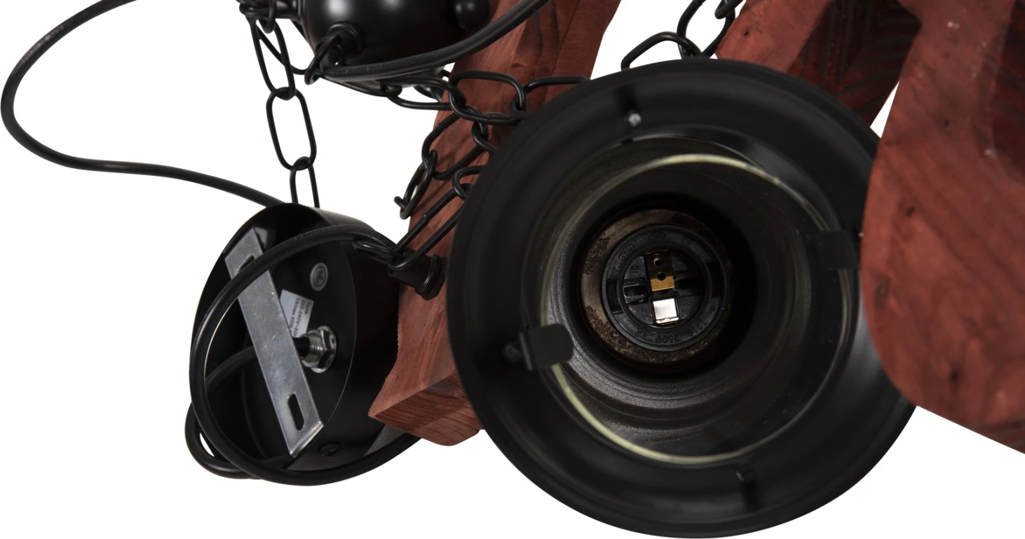 Llambë varëse tavani me 3 drita, FH4115, dru-metal-xham, 115H cm