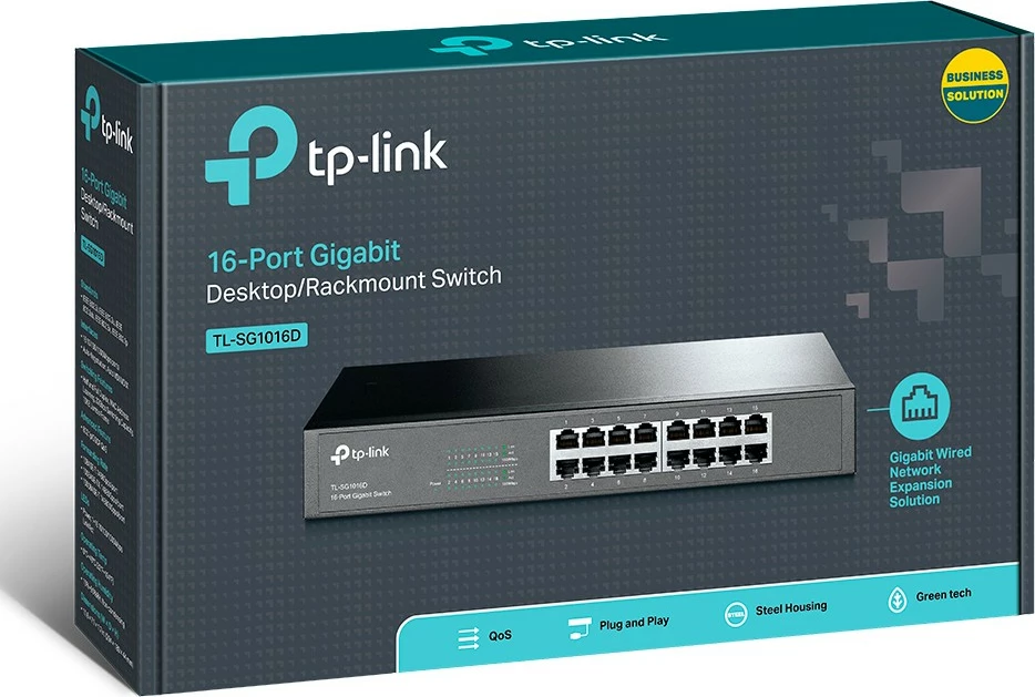 Switch TP-Link 16-Port Gigabit Desktop/Rackmount, Unmanaged, Gigabit Ethernet (10/100/1000)