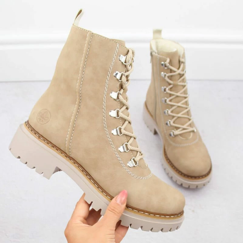 Këpucë të larta Rieker femra, bezhë