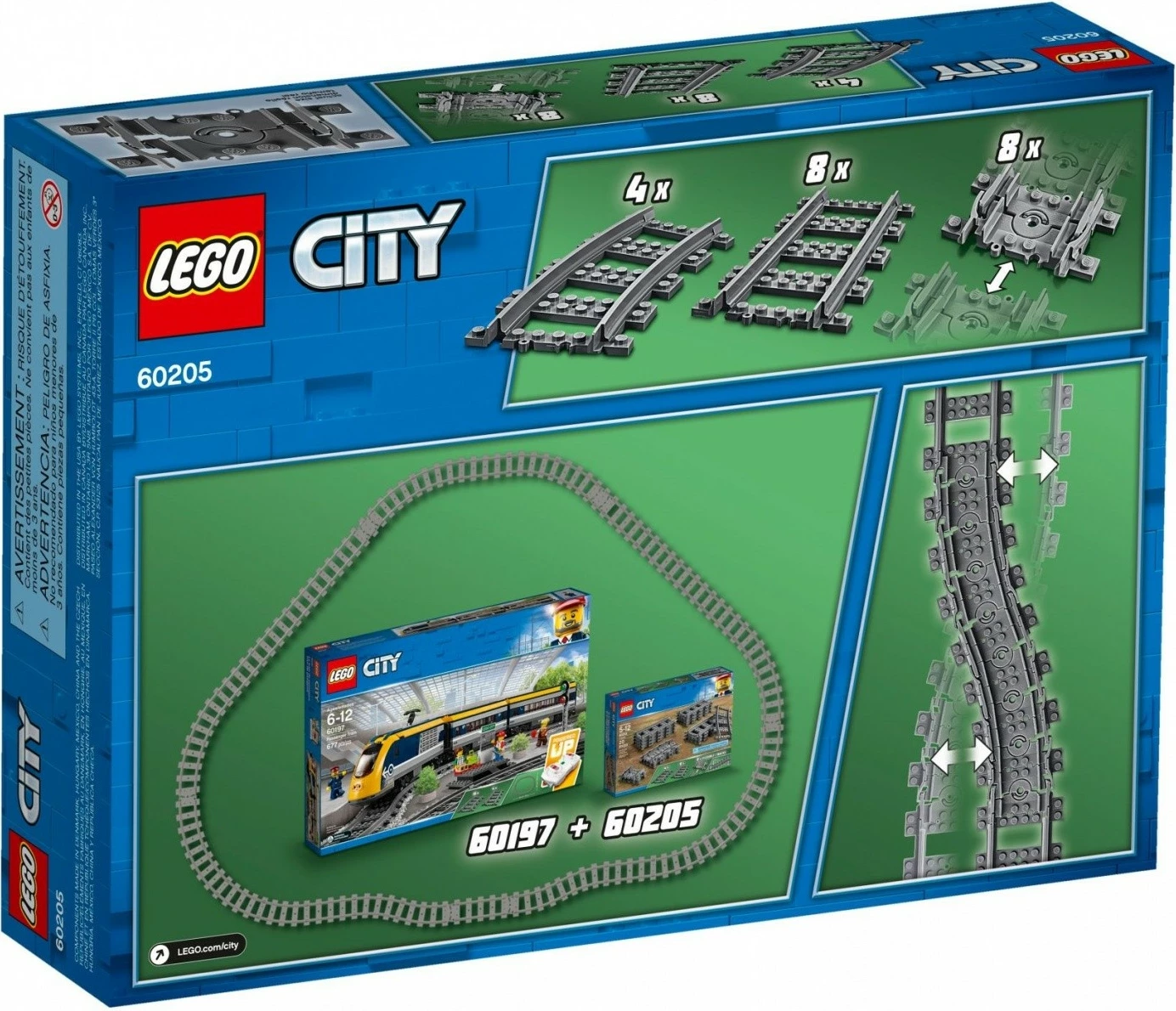 Set shina treni LEGO City 60205, 20 pjesë, plastikë, gri