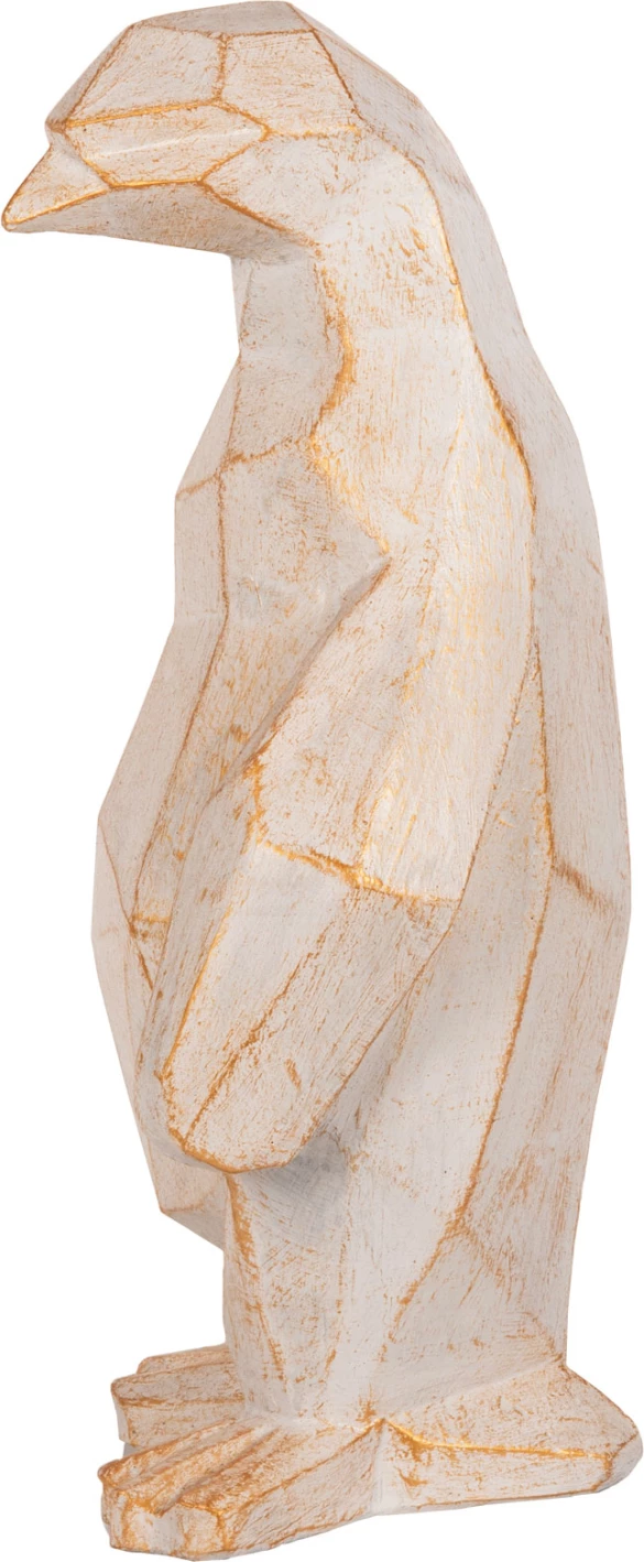 Dekorim për dysheme, pinguin, ngjyrë patina e bardhë me detaje ari, FH7915, 30x20x60H cm