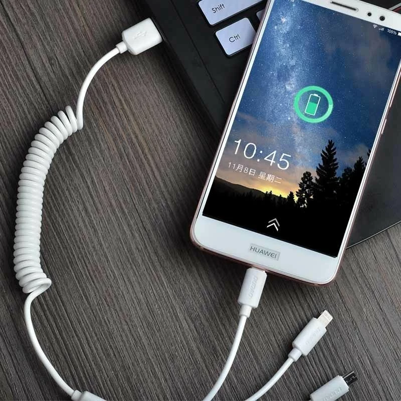 Karikues veture Dudao R7 me 2x USB, kabllo 3-në-1, 2.4A, Bardhë