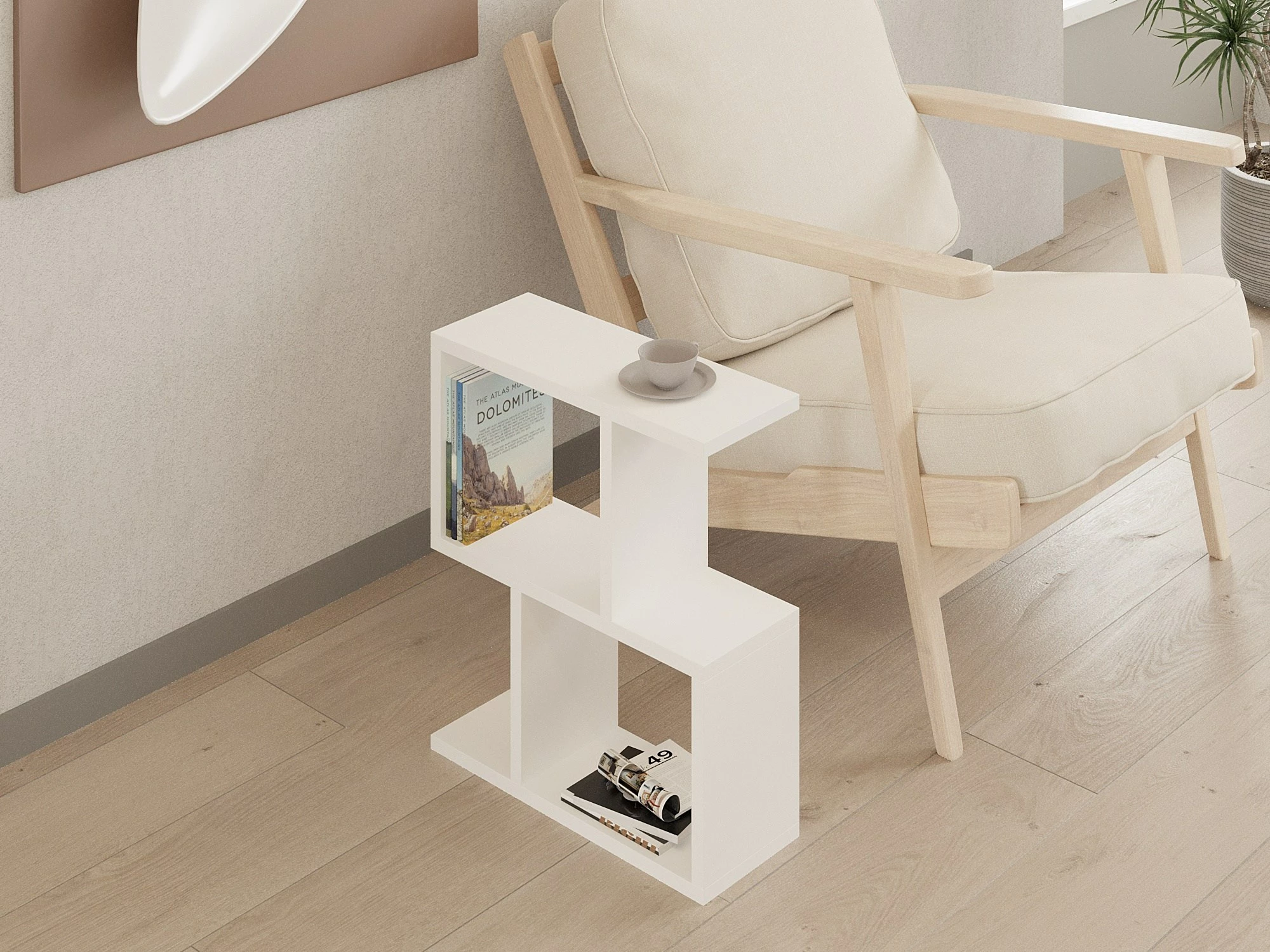 Tavolinë anësore Hanah Home, Zet, e bardhë