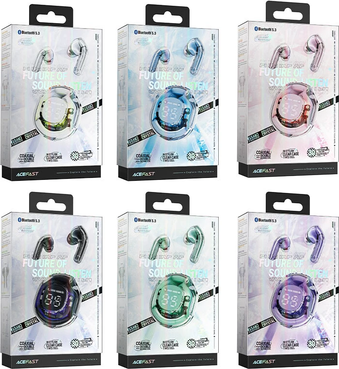 Kufje Acefast T8 TWS wireless, Bluetooth 5.3, me kuti karikimi, Violet