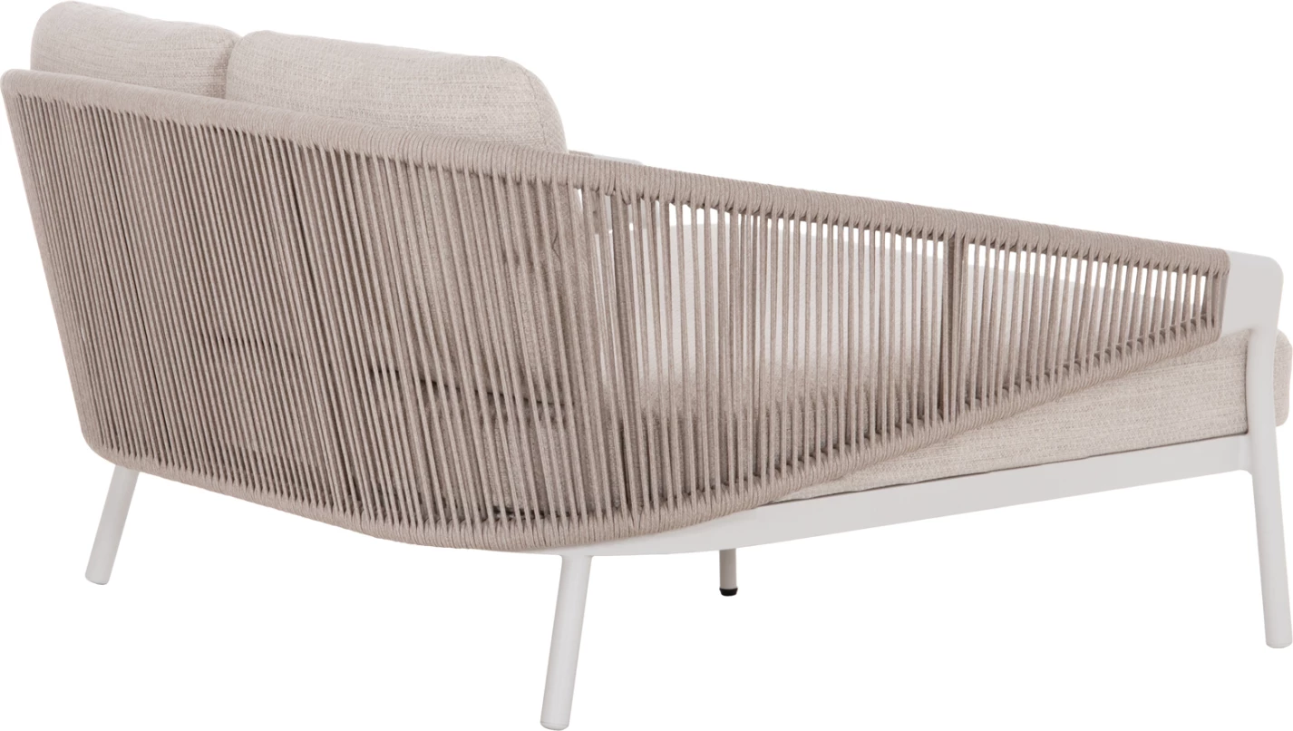 Daybed dopio XANTION, alumin i bardhë, litar, stof OLEFIN, 157x147x88cm