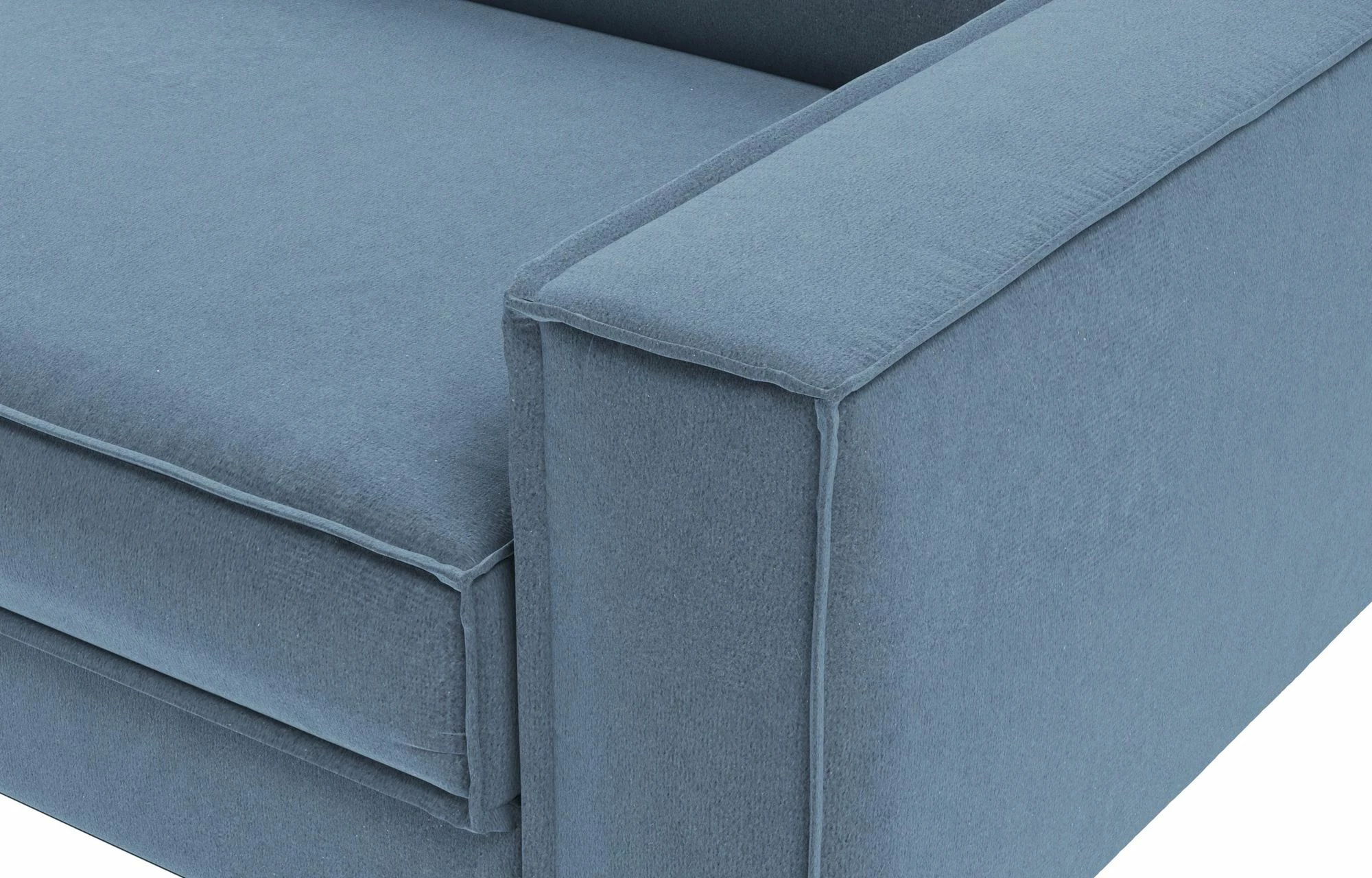 Divan treshe Atelier del Sofa, Ocean Blue, këmbë dru arre