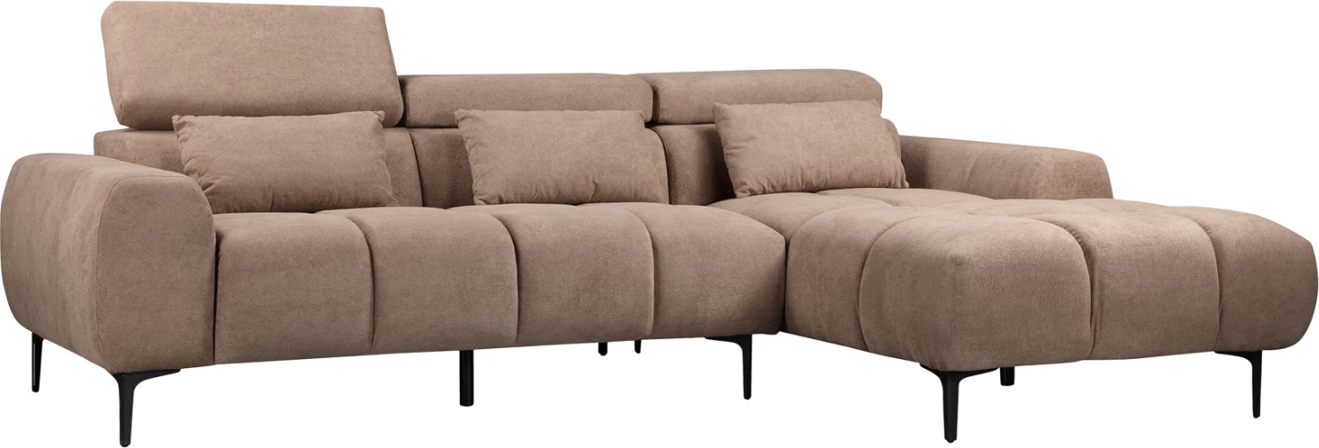 Divan qoshe i djathtë, DIVYA, lëkurë sintetike, ngjyrë kafe e çelët, FH3267.01R, 266x104x97H cm