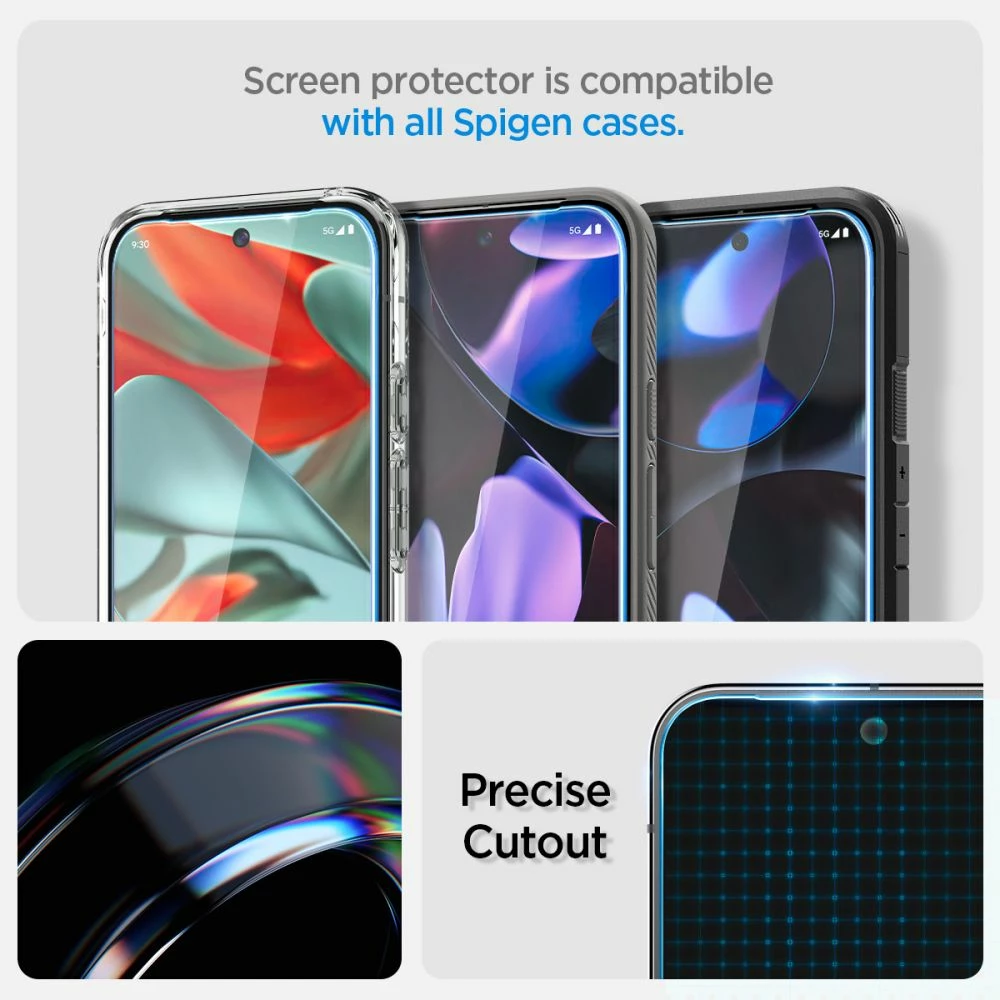 Xham i temperuar Spigen Glas.tR EZ Fit për Google Pixel 9 / 9 Pro, 2 copë