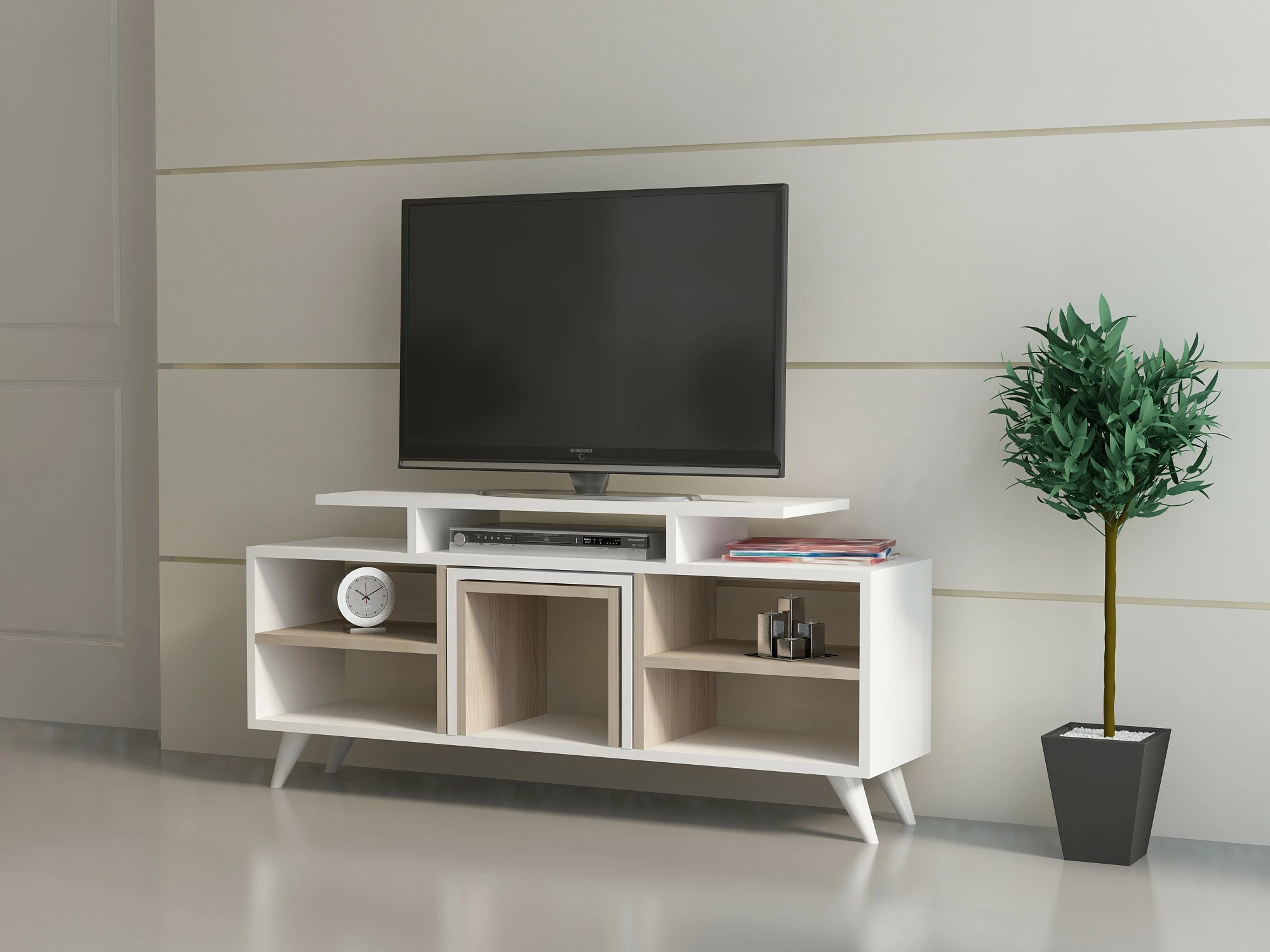Set komodë TV Hanah Home, Kutay, e bardhë dhe Cordoba