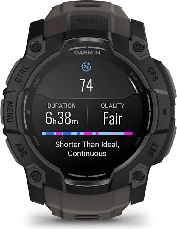 Smartwatch Garmin Instinct® 3 AMOLED, Black with Charcoal Silicone Strap, 50 mm