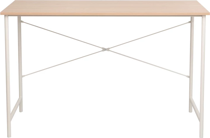 Tavolinë pune Senzia, ngjyrë natyrale, kornizë metalike e bardhë, 120x60x75cm