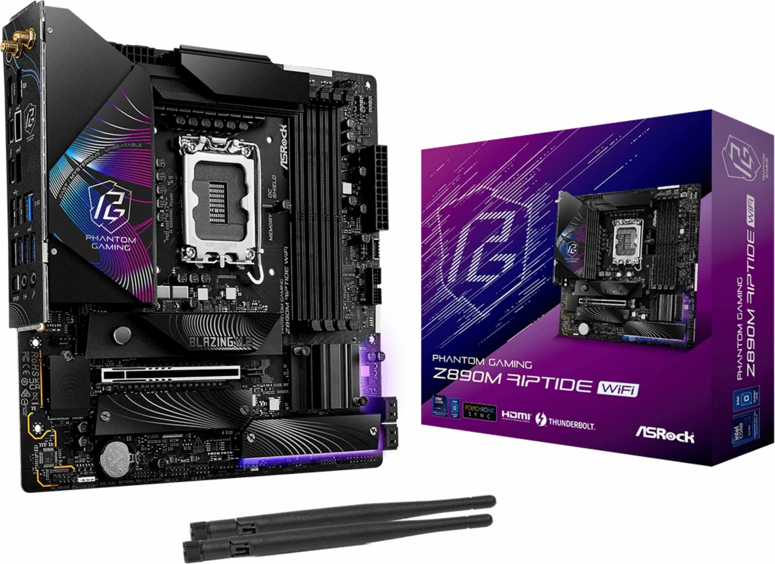 Pllakë amë ASRock Z890M Phantom Gaming Riptide Wifi DDR5, Intel, micro ATX, e zezë