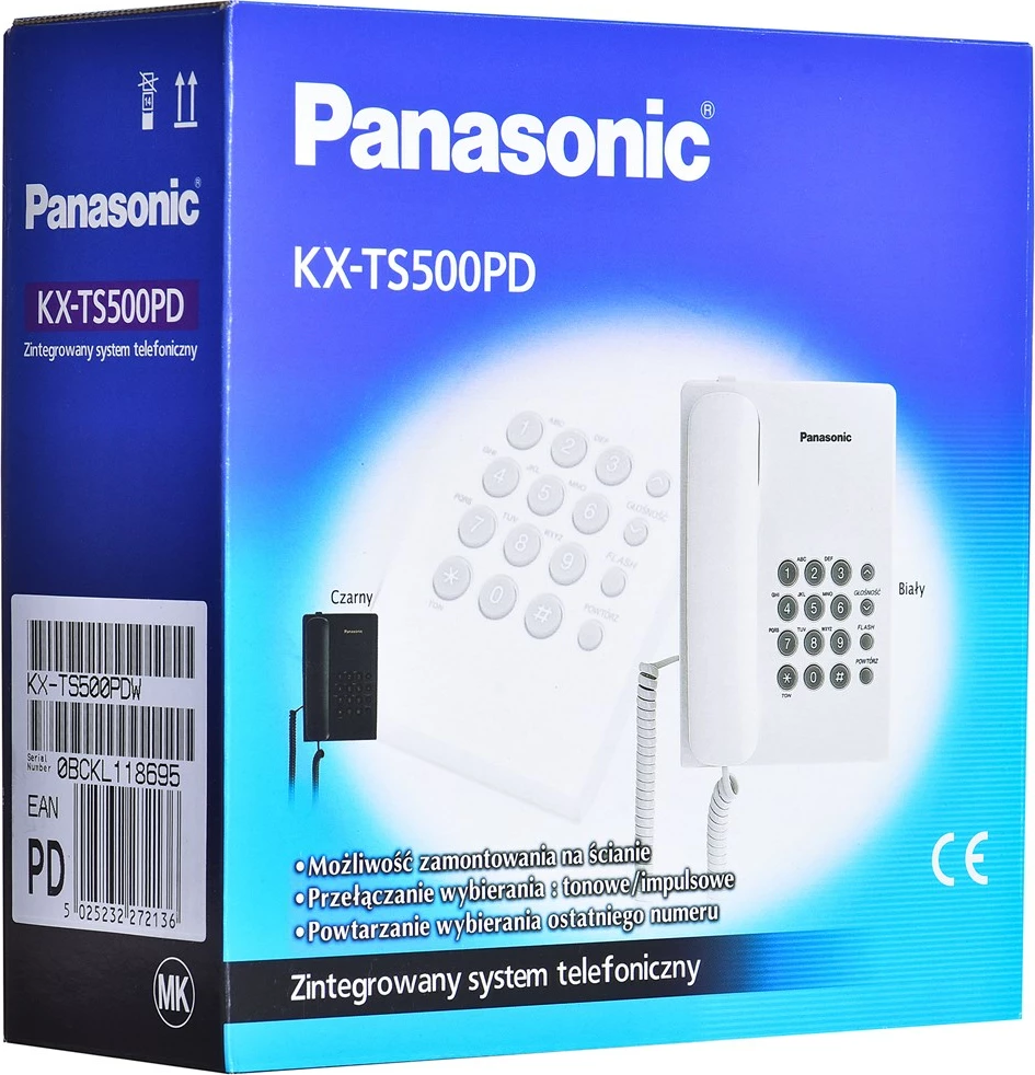 Telefon fiks Panasonic KX-TS500PDW, i bardhë