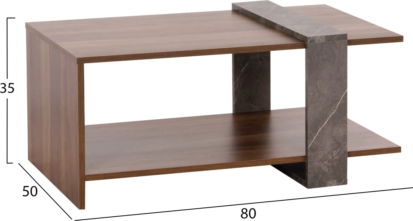 Tavolinë kafeje WILMA, teksturë guri gri, FH8950.13, 80Χ50Χ35H cm