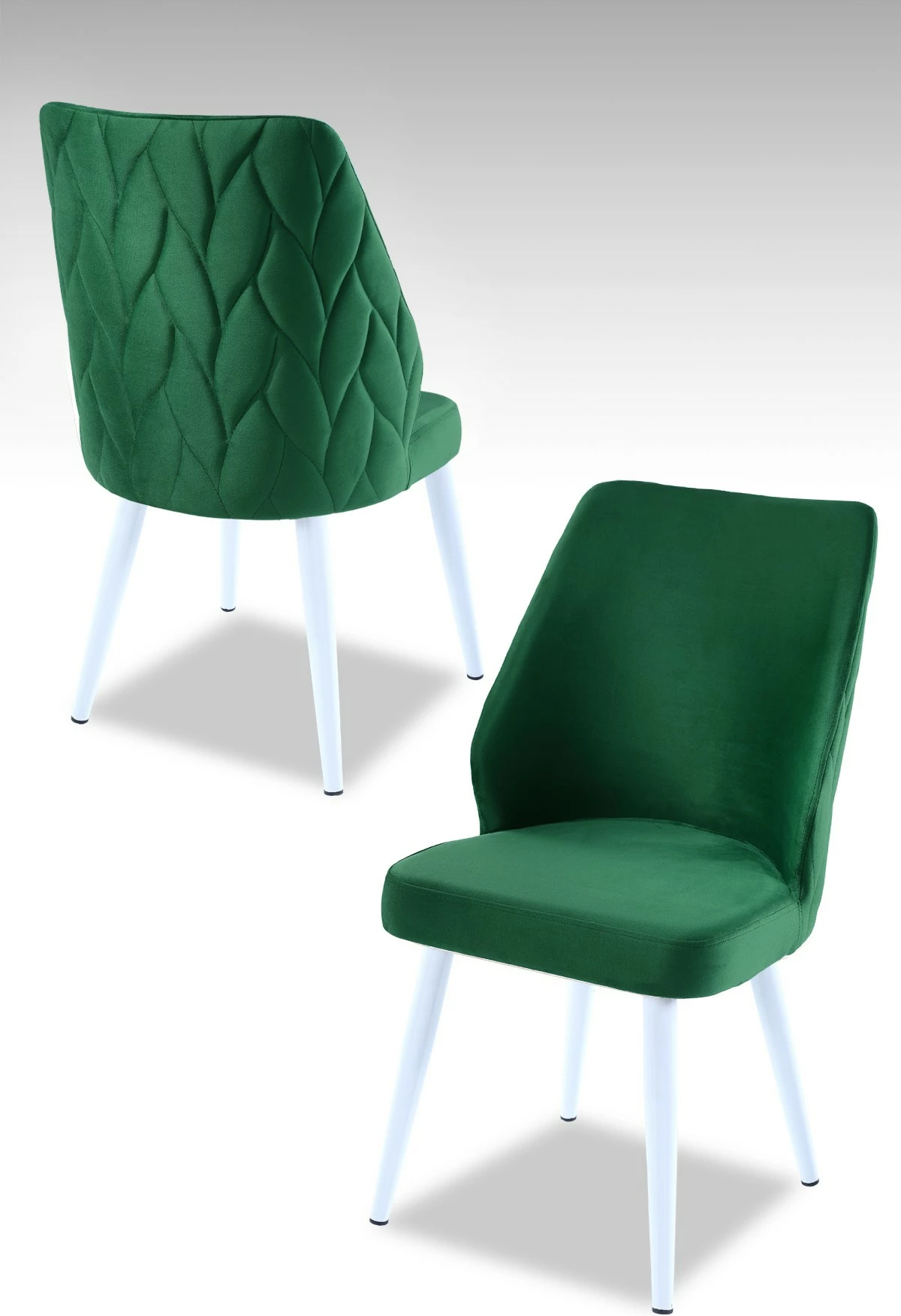 Set karrigesh (4 copë), Hanah Home, Pufi, e gjelbër dhe e bardhë