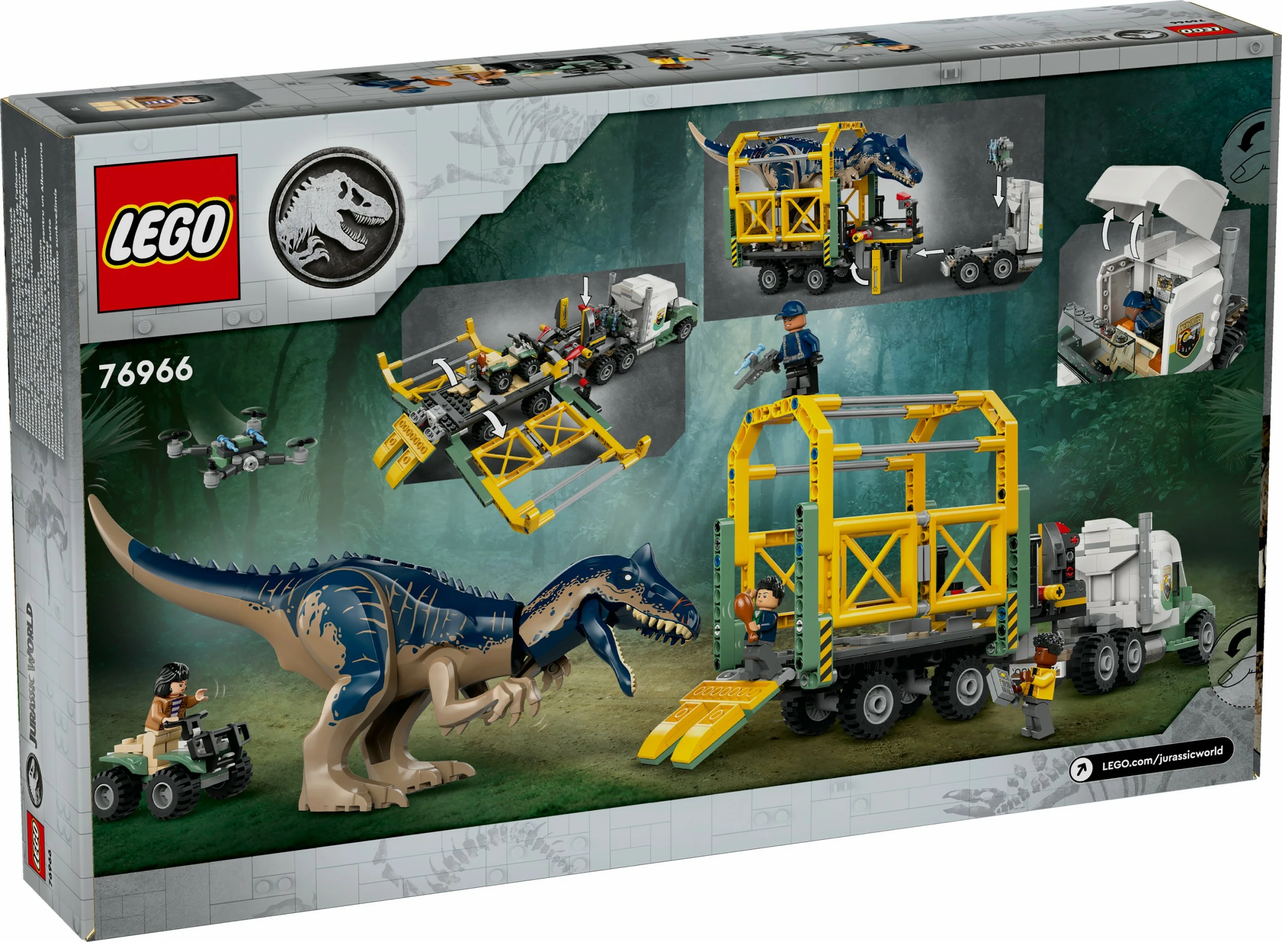 Set ndërtimi LEGO Jurassic World 76966, Allosaurus Transporter, 588 pjesë, multikolor