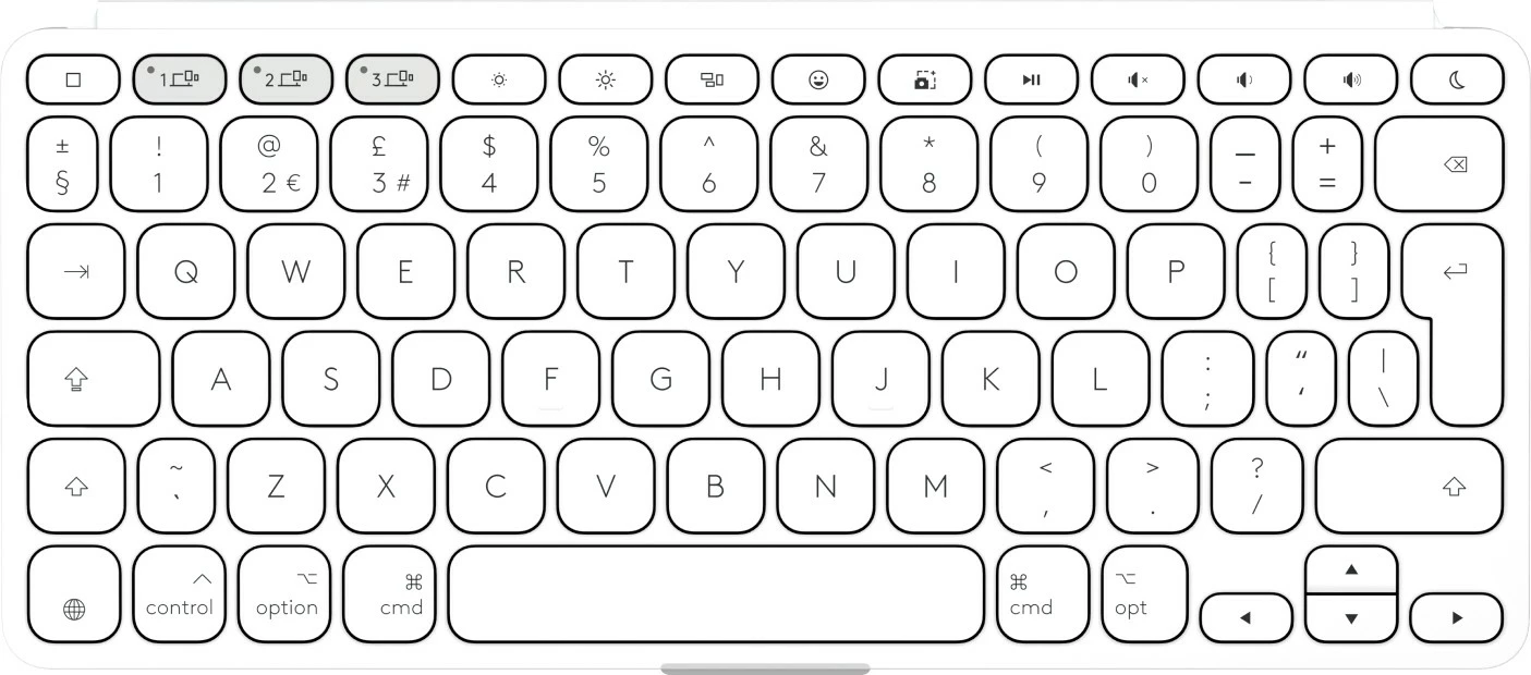 Tastierë Logitech Keys-To-Go 2, Mini, Wireless, Bluetooth, Scissor key switch, QWERTY, Bardhë
