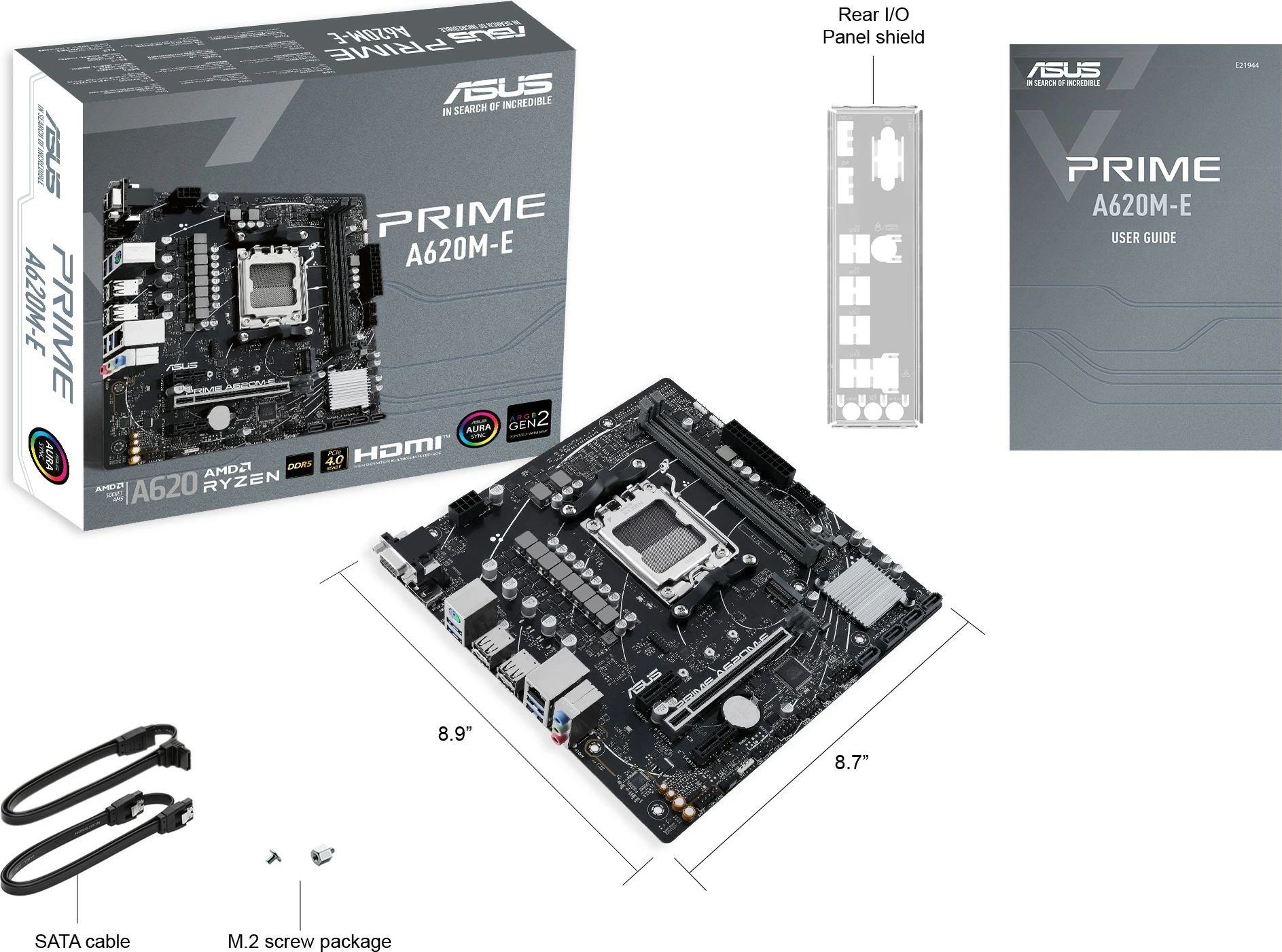 Pllakë amë ASUS PRIME A620M-E-CSM, AMD, Socket AM5, DDR5-SDRAM, 96 GB