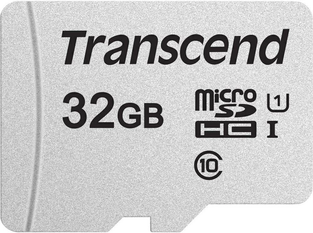 Kartelë memorie Transcend microSDHC 300S 32GB me adapter, Class 10, A1, argjend